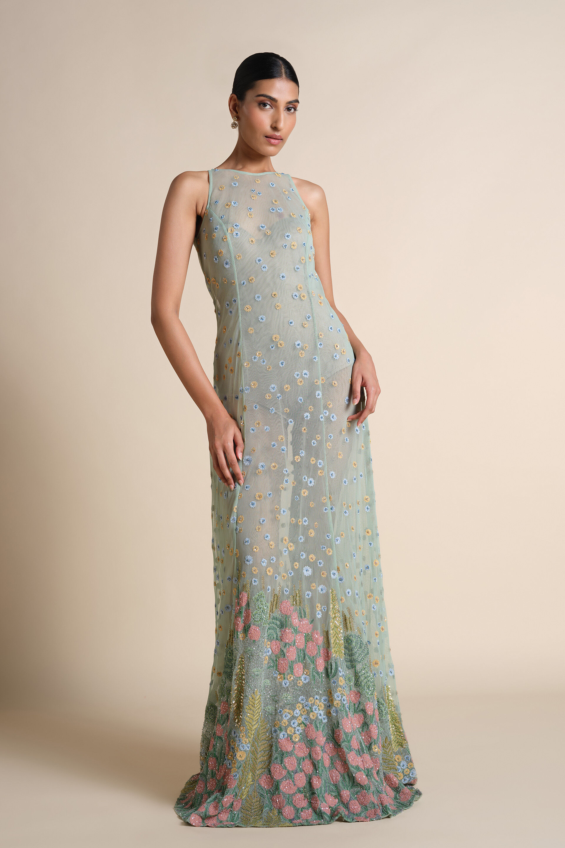 Lakeforest Embroidered Gown - Sage